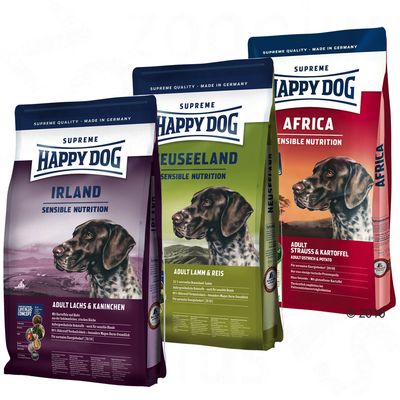 Happy Dog Supreme ´´Kulinarische Weltreise´´, 3 x 4 kg - Toscana, Neuseeland, Irland