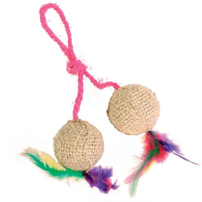 Katzenspielzeug Jute-Baelle mit Catnip - 2 Stueck (ø 4,5 cm)
