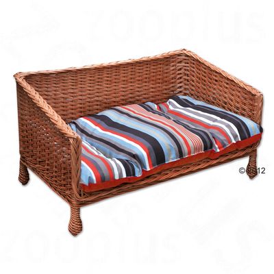 Canapé pour chien et chat en osier- L 80 x l 50 x H 43 cm environ (à rayures)
