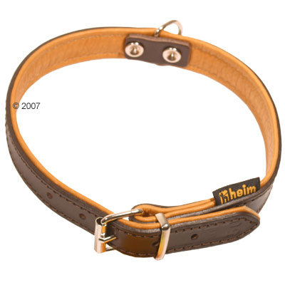 Collier en cuir pour chien Heim, marron / cognac- L 32 x l 1,2 cm