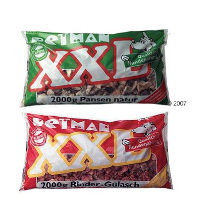 Petman Frostfutter XXL Pansen Natur + XXL Rindergulasch - 20 kg, 10 Beutel à 2.000 g
