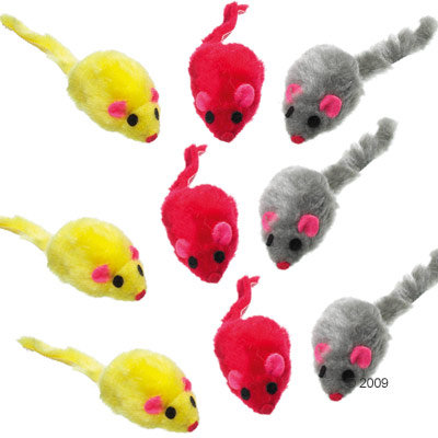 Souris pour chat à fourrure synthétique- lot de 9 souris