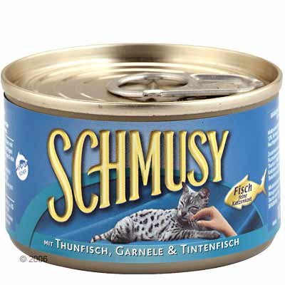 Boîtes pour chat Schmusy poisson 6 x 100 g- thon & foie de volaille