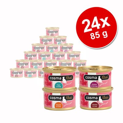 Sparpaket Cosma Thai in Jelly 24 x 85 g - Huehnchen mit Huehnchenleber
