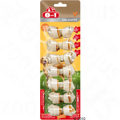 Os pour chien 8 en 1 Delights- taille S, 6 os de 40 g (pour petit chien jusqu´à 27 kg)