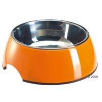  Oranje melamine voerbak met roestvrij stalen inleg - - 160 ml, ? 11 cm 