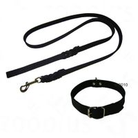  Heim Set: Lerenlijn doorgestoken + halsband, zwart - - Halsband maat 40 + lijn 200 cm 