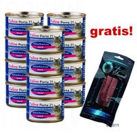 12 x 156 g Feline Porta 21 Dosen Kitty Snack gratis! Thunfisch mit Breitling