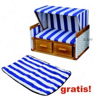 Strandkorb Westerland + gratis Decke - - blau-weiß