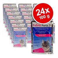 Feline Porta 21 Kat portiezakjes voordeelpakket 24 x 100 g - - tonijn met rund