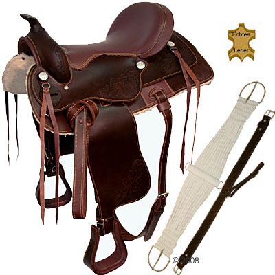 Westernsattel Set aus Leder - - normale Kammer (Semi Quarter)