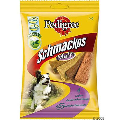 Pedigree Schmackos, 20 Stueck - 3 x mit Rind