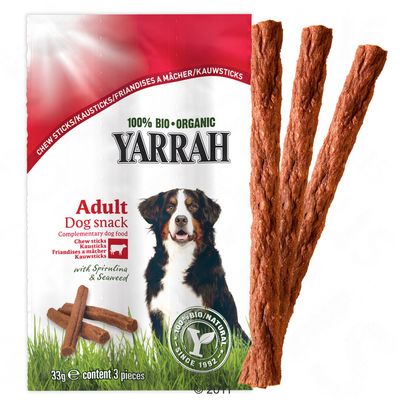 Bâtonnets à mâcher pour chien Yarrah Bio- 3 x 3 friandises