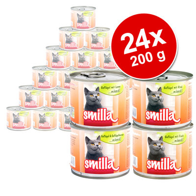 Smilla gevogeltepannetje voordeelpakket 24 x 200 g - - mals gevogelte met gevogeltehartjes