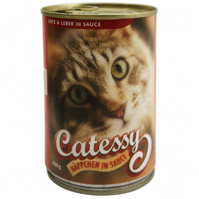 Bouchées en sauce pour chat Catessy, canard & foie- 12 x 400 g
