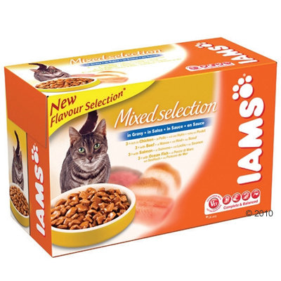 Sachets fraîcheur pour chat Iams Sélection 12 x 100 g- sélection variée en sauce