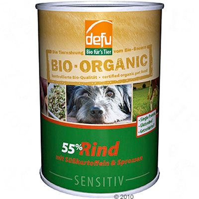 Defu Organic 55% Pure Sensitive 6 x 400 g - Beef with Sweet Potato & Sprouts