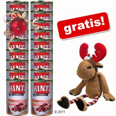18 x 400 g Rinti Kennerfleisch + Spielzeug X-Mas Marty - Schinken
