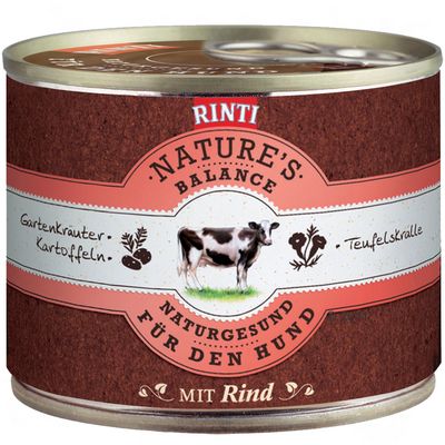Rinti Nature´s Balance 6 x 185 g – Rind, Kartoffeln, Teufelskralle & Gartenkraeuter