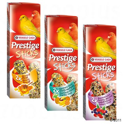 Prestige Sticks fuer Wellensittiche und Kanarienvoegel - 2 x 2  Stueck Exotische Fruechte (je 60 g)