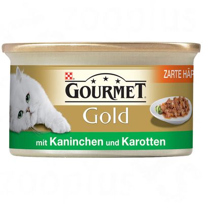 Gourmet Gold tendres bouchées en lot 12 x 85 g- lapin & carottes en sauce