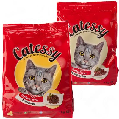 Lot mixte de croquettes pour chat Catessy Adult- 4 kg  Trio de volailles + 4 kg Trio savoureux