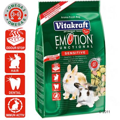 Vitakraft Emotion Sensitive Zwergkaninchen - 3 x 600 g