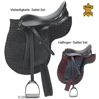 Englischer Reitsattel inkl. Sattelzubehoer - Vielseitigkeit schwarz / Sitzgroesse 44cm
