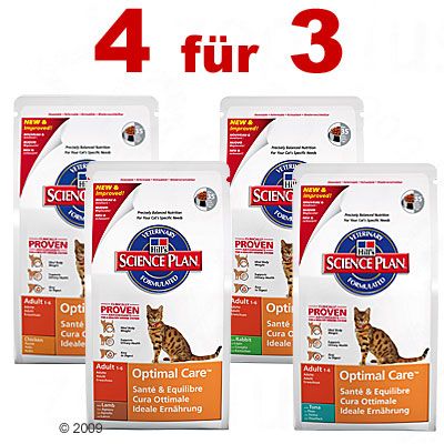 4 x Kleingebinde Hill´s Feline Adult Variety Set 4 fuer 3! - je 400 g Huhn, Kaninchen, Thunfisch und 300 g Indoor Cat