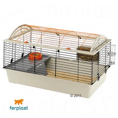 Cage pour lapin et cochon d´Inde Casita 100- L 96 x l 57 x H 56 cm (beige)