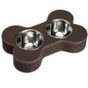 Gamelle double en simili cuir marron - capacit� : 2 x 0,8 L - 16 cm de diam�tre