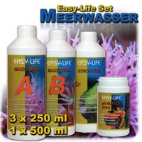  Easy-Life Waterverzorging Set Zeewater - - MaxiCoral A 250ml, MaxiCoral B 250ml, pH-Buffer 500ml, Strontium 250ml 