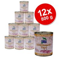 12 x 800 g Grau smulspotje in blik Voordeelpakket Gevogelte met zilvervliesrijst