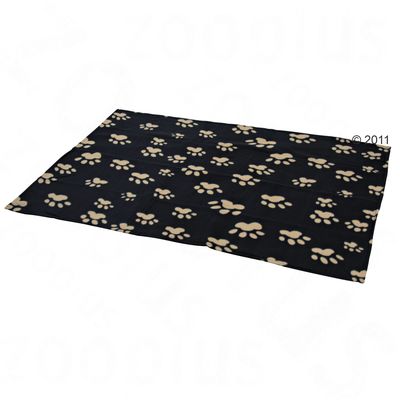 Hundedecke Barney – L 150 x B 100 cm (schwarz, mit beigen Pfoten)