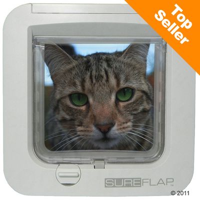 Chatière SureFlap avec lecteur de puces électroniques- adaptateur spécial pour portes vitrées (blanc)