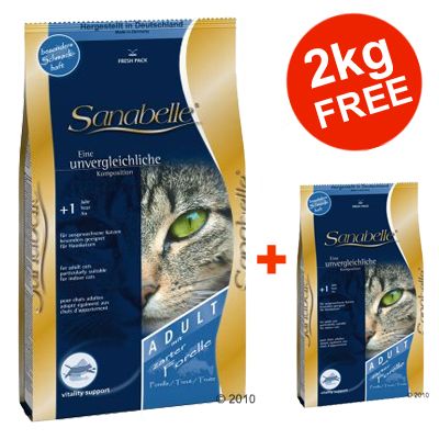 10 kg Sanabelle Cat Food + 2 kg Bag Free! - Adult with Poultry