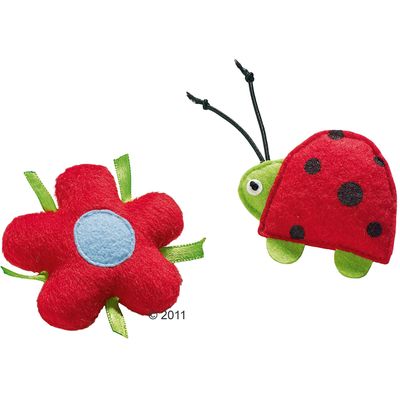 Katzenspielzeug Marienkaefer oder Blume - ca. 5 x 7 cm (1 Stueck)