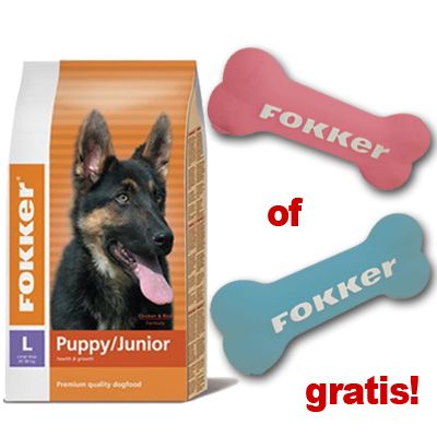 Fokker Puppy/Junior Large Puppy Pakket - - 15 kg + roze bot