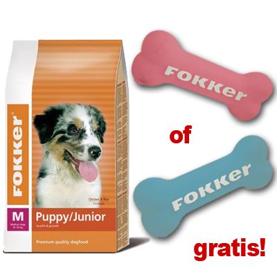 Fokker Puppy/Junior  Medium Puppy Pakket - - 15 kg + roze bot