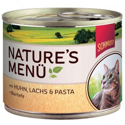 Boîtes pour chat Schmusy Menu de la nature, 6 x 190 g- boeuf, volaille & riz