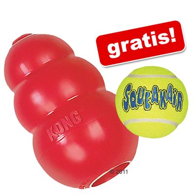 Kong Classic rot + Tennisball gratis! - Small