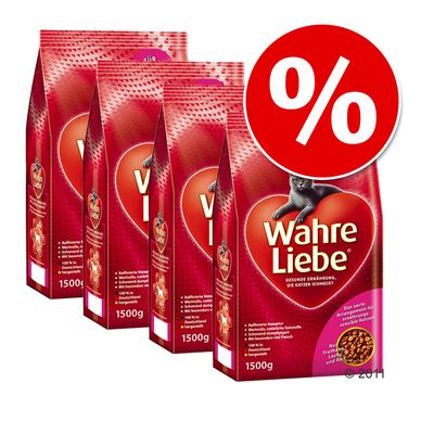 Sparpaket 4 x 1,5 kg Wahre Liebe Katzenfutter - fuer Gewichtige Geniesser