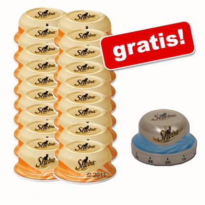 18 x 80 g Sheba Fijne Filets + Sheba kookwekker GRATIS! - - Tonijn & garnaal gelei