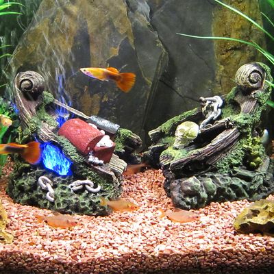 Epave de bateau en 2 parties- L 29 x l 15 x  H 14 cm environ