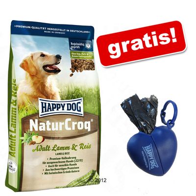 15 / 10 kg Happy Dog Natur + Kotbeutelspender gratis! - Happy Dog Flocken Vollko