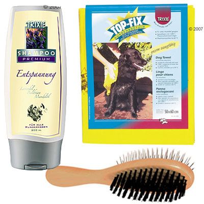 Trixie Dog Washing Set - Washing Set Shampoo + Dog Towel + Double-Sided Brush