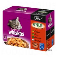 Whiskas Senior maaltijdzakjes Kattenvoer 12 x 100 g - - in lekkere saus