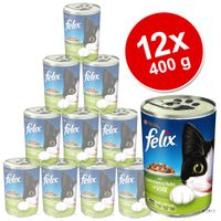 Felix in saus Kattenvoer 12 x 400 g, blikvoer - - eend & gevogelte