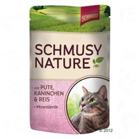 Schmusy Nature in Vershoudzakje Kattenvoer 12 x 100 g - - Kip, Zalm, Pasta & Biergist