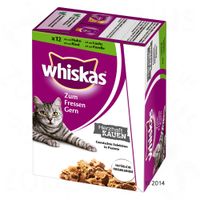 Whiskas Heerlijk Kauwen Kattenvoer 12 x 85 g - - met Kip, Rund, Zalm & Forel